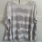 Barefoot Dreams  Cozy Chic Light Gray Striped Sweater Medium Photo 0
