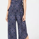 Style & Co  Blue Floral Cropped Jumpsuit Size medium Photo 0