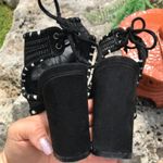 Black Women Sandals size 7 1/2 Dark Academia Grunge cutout suede chunky heel Photo 3