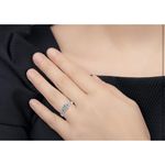 Boutique Platinum 925‎ Silver Leaf Design Engagement Ring Simulated Diamond | Sz 6 NEW Photo 6