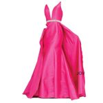 Jovani  Fuchsia‎ V Neck Embellished Belt Prom Dress 42401 SIZE 6 Photo 2