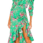 For Love & Lemons  Ross Midi Dress In Kelly Green Floral Photo 0