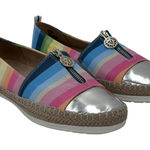 Anne Klein  iflex Shoes Womens 7.5 M Akzetta Colorful‎ Fabric Silver Toe Cap Zip Photo 0