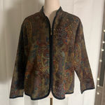 Bonworth  Tapestry Zip Jacket M Petite Boho Paisley Woven Photo 0