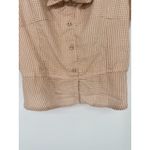 Japna  Micro Gingham Tank Top Size Large Button Country Festival Ranch Tan White Photo 2