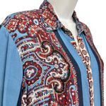 Farm Rio Blue Red White Paisley Collared Button Up Shirt Ruffle Mini Dress sz L Photo 11
