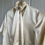 Adam Lippes  Silk Tie Neck Blouse Button Down Short Sleeves Butter Yellow Size S Photo 1