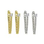 Boutique Gold Filled Chain Drop Earrings with Diamond‎ Simulate Dangle Statement Jewelry Photo 7