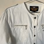 Harley Davidson Harley-Davidson White Button Up Long Sleeve Shirt Jacket Women's Size M Photo 3