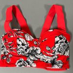 Marina West Red White Floral Print Bikini Swim Top Bathing Suit Swimwear Size S ♥️🤍⚓️✨ Photo 0