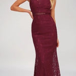 Lulus Music of the Heart Lace Maxi Dress in Burgundy Size Small Photo 0