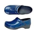 Sanita Blue Croc Embossed Patent Leather Clog Womens EU 37 Comfort Professional Photo 0