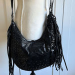 Michael Kors RARE Rhea Chrystal Black Snake-Embossed Studded Hobo Bag w MK Charm Photo 0