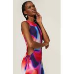 Rebecca Vallance Dress Womens 8 Red Blue Del Prado Midi Cutout Side Psychedelic Photo 2