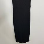 Reformation  Black Ribbed Knit MENA Ruched Bust Bodycon Stretch Midi LBD Dress Sm Photo 10