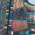 Chico's Y2K Funky Chico’s Denim Abstract Floral Embroidered Colorful Zip Up Vest Jacket Photo 6