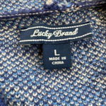 Lucky Brand Womens Blue/ Tan Aztec Open Front Cardigan Duster Sweater sz LRG Photo 2