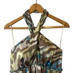 Hoaglund NY Halter Animal Print Beaded Maxi Gown Formal Dress Size 8 Green Photo 4