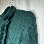 J.Crew Womens Cable Knit Sweater Size XS Green Alpaca Wool Turtleneck Ruffle Photo 1