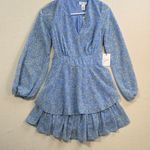 Japna  Light Blue Floral Layered Mini Dress Photo 0