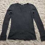 Active Basic  Gray Ribbed Long Sleeve Knit Top Size L Photo 0