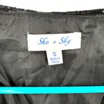 She & Sky  Size Small Black Sequin Short Sleeve Wrap Style Romper Holiday Party Photo 3