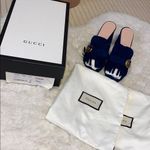 Gucci  Women's GG Navy Fringe Sandals Photo 9