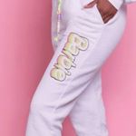 ⭐️NEW⭐️ BEADED WHITE BARBIE GRAPHIC JOGGERS Size M Photo 2