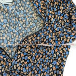 Saylor Ditsy Floral Midi Dress Blue Deep V-Neck High Slit Long Sleeves Photo 6