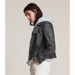 ALLSAINTS Vintage Cargo Leather Biker Jacket‎ Size 0 Gray Photo 1