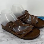 White Mountain  Hayleigh Braided Leather Footbed‎ Sandals Brown Sz 8M Boho Casual Photo 0