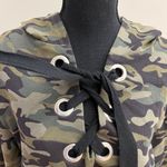 ZARA Army Print w/ Embroidered Rose Sweater Photo 1