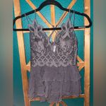 Zenana Outfitters Charcoal Crochet Lace Peplum Cami Photo 1