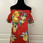 Flying Tomato  RED LEMON PRINT OFF THE SHOULDER MIDI SUMMER RESORT DRESS Photo 2