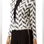 August Silk  Chevron Eyelash Open Cardigan Bolero White Black Size M Photo 0