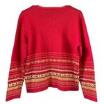 Tiara International T6 Vintage Red Fair Isle Knit Button Front Cardigan Sweater Photo 3