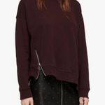 All Saints Dark Burgundy Crewneck long Sleeve Zipper Detail Sweatshirt S Photo 0
