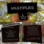 Multiples  Top Blouse Retro Floral Large L Semi-Sheer 70s Roll Tab Sleeves Photo 6