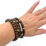 Handmade  wooden beads stretch bracelets Set of 5, NEW! Photo 0