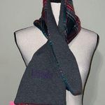 MarleyLilly reversible quilted scarf embroidered LINDA in scarf plaid and gray Photo 0