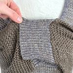 Metallic Open Knit Tunic Sweater Made in USA Size Medium Large Brown Photo 7