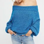 Free People  Edessa Blue Balloon Sleeve Sweater Slouchy Sz XS Boho Photo 1