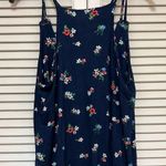 Pink Rose  Blue Floral Spaghetti Strap Tank Top - Size Large - EUC Photo 1