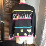 VINTAGE Berek Margarita City Sweater Black Colorful Cardigan Hand Knit 90s M Size M Photo 2
