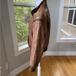 Vintage 80s Adventure Bound Distressed Brown Leather Bomber Jacket Size Medium Photo 2