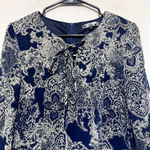 Fashion Union  Womens Romper sz M navy lace up neck long sleeve pockets Paisley Photo 1