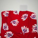 EXPRESS  Red Strapless Palm Floral Print Dress 2 Wrap Skirt Slit Boning‎ Photo 3