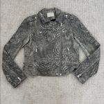 IRO “Salinas” 100% lamb leather camo printed moto biker jacket collared grey Photo 2