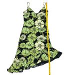 M Collection Green Floral Asymmetrical Cami Dress with Ruffle Hem Black Size M Photo 12