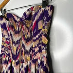 Parker  Silk Chevron Print Strapless Mini Dress Size Medium Photo 8